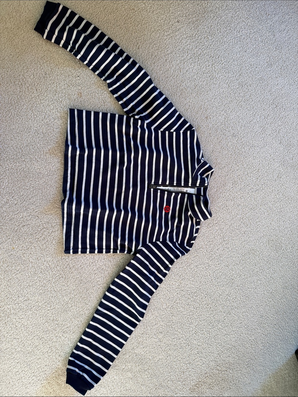 Lululemon Navy & White Striped Quarter-Zip Pullover Small